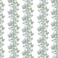 Floral climber seamless vector pattern background. Climbing foliage backdrop in sage green grey white. Stripe effect