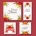 Floral colored card frame set