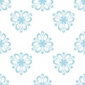 Floral colored seamless pattern. Blue and white background with fower elements for wallpapers