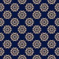 Floral colored seamless pattern. Golden blue background with fower elements for wallpapers