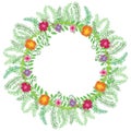 Floral colorful wreath on a white background