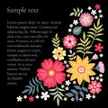 Floral composition with bright summer flowers and place for text. Beautiful template for cards