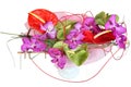 Floral composition with orchids and anthurium, bouquet of flower Royalty Free Stock Photo