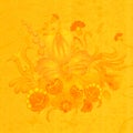 Floral composition on the yellow background of old paper. Royalty Free Stock Photo