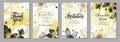 Floral corporate cards template. Floral wedding invitation design or greeting card templates with golden and black