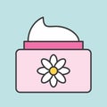 Floral cosmetic lotion jar icon