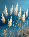 Floral Cottagepunk Canvas: Painted Tall Grass Close-Up, Soft Muted Palette, Delicate Flowers, British Landscapes, Romantic