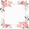 Floral cover, frame design with orchid flower on white background. Luxury premium background pattern for tropical menu, elite