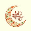 Floral crescent moon for Eid festival celebration. Royalty Free Stock Photo
