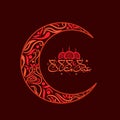 Floral crescent moon for Eid festival celebration.