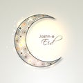 Floral crescent moon for Jashn-e-Eid celebration. Royalty Free Stock Photo