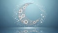 Floral Crescent Moon with Stars Royalty Free Stock Photo