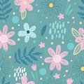 Floral cute pattern cartoon vector. Floral seamless pattern