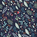 Floral cute pattern with colorful rustic pastel
