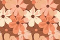 floral daisy pattern, peach and brown color palette, seamless repeating pattern, flat vector graphic design, minimalistic, simple Royalty Free Stock Photo