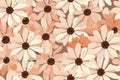 floral daisy pattern, peach and brown color palette, seamless repeating pattern, flat vector graphic design, minimalistic, simple Royalty Free Stock Photo