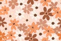 floral daisy pattern, peach and brown color palette, seamless repeating pattern, flat vector graphic design, minimalistic, simple Royalty Free Stock Photo