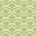Floral Damask seamless pattern. Vintage baroque background, repeating outline green flowers foliage. Victorian fashion decor. Royalty Free Stock Photo