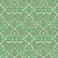 Floral Damask seamless pattern. Vintage baroque background, repeating outline green flowers foliage. Victorian fashion decor. Royalty Free Stock Photo