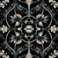 Floral dark academia gothic seamless pattern for background Royalty Free Stock Photo