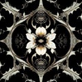 Floral dark academia gothic seamless pattern for background Royalty Free Stock Photo