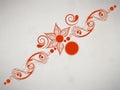 Floral decorated orange colour Tattoo design.