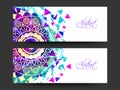 Floral decorated website header or banner set. Royalty Free Stock Photo