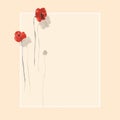 Floral decoration. Birthday card. Blossoming flowers of red poppies on a beige background. Watercolor Royalty Free Stock Photo