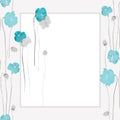 Floral decoration. Birthday card. Blossoming flowers of blue poppies on a white background. Watercolor