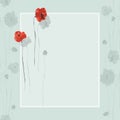 Floral decoration. Birthday card. Blossoming red and gray flowers of poppies on a green background. Watercolor Royalty Free Stock Photo