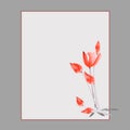 Floral decoration. Birthday card. Watercolor blossoming spring red tulips a gray background -1 Royalty Free Stock Photo