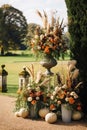 Floral decoration, wedding decor and autumn holiday celebration, autumnal flowers and event decorations in the English countryside Royalty Free Stock Photo