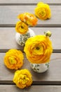 Floral decoration of yellow persian buttercup flowers (ranunculus) Royalty Free Stock Photo