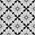 Floral decorative black and white vector seamless pattern. Royalty Free Stock Photo