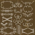 Floral decorative borders, ornamental rules, divid Royalty Free Stock Photo