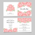 Pink chrysanthemum floral wedding invitation card template