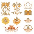 Floral decorative elements In art nouveau style Royalty Free Stock Photo