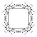 Floral decorative frame. Black ornamental branch Royalty Free Stock Photo