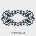 Floral decorative frame. Interwoven vintage ornament. Flowers and leaves. A rich pattern. Luxurious template for monogram