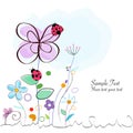 Floral decorative greeting card with ladybird vector Royalty Free Stock Photo