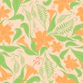 Floral Delicate Springtime Seamless Pattern Vector Textile Design Royalty Free Stock Photo