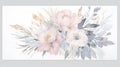 Floral delicate and tender watercolor composition with flowers. Botanical AI illustration. For textile, wallpapers