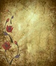 Floral Design on Antique Grunge Background Royalty Free Stock Photo