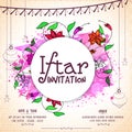 Floral design decorated invitation card for holy month Muslim community, Ramadan Kareem Iftar Party celebration Royalty Free Stock Photo