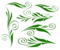 Floral design elements green on white isolated.