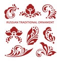 Floral design elements in russian traditional folk style Royalty Free Stock Photo