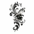 Elegant Vintage Scrolling Flower Tattoo Design Vector Image