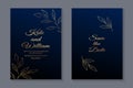 Floral design with golden leaves on a navy blue background Royalty Free Stock Photo