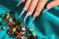 Floral design on the nails. Royalty Free Stock Photo