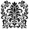 Elegant Black And White Ornate Design With Bold Stencil And Baroque Leaf Patterns